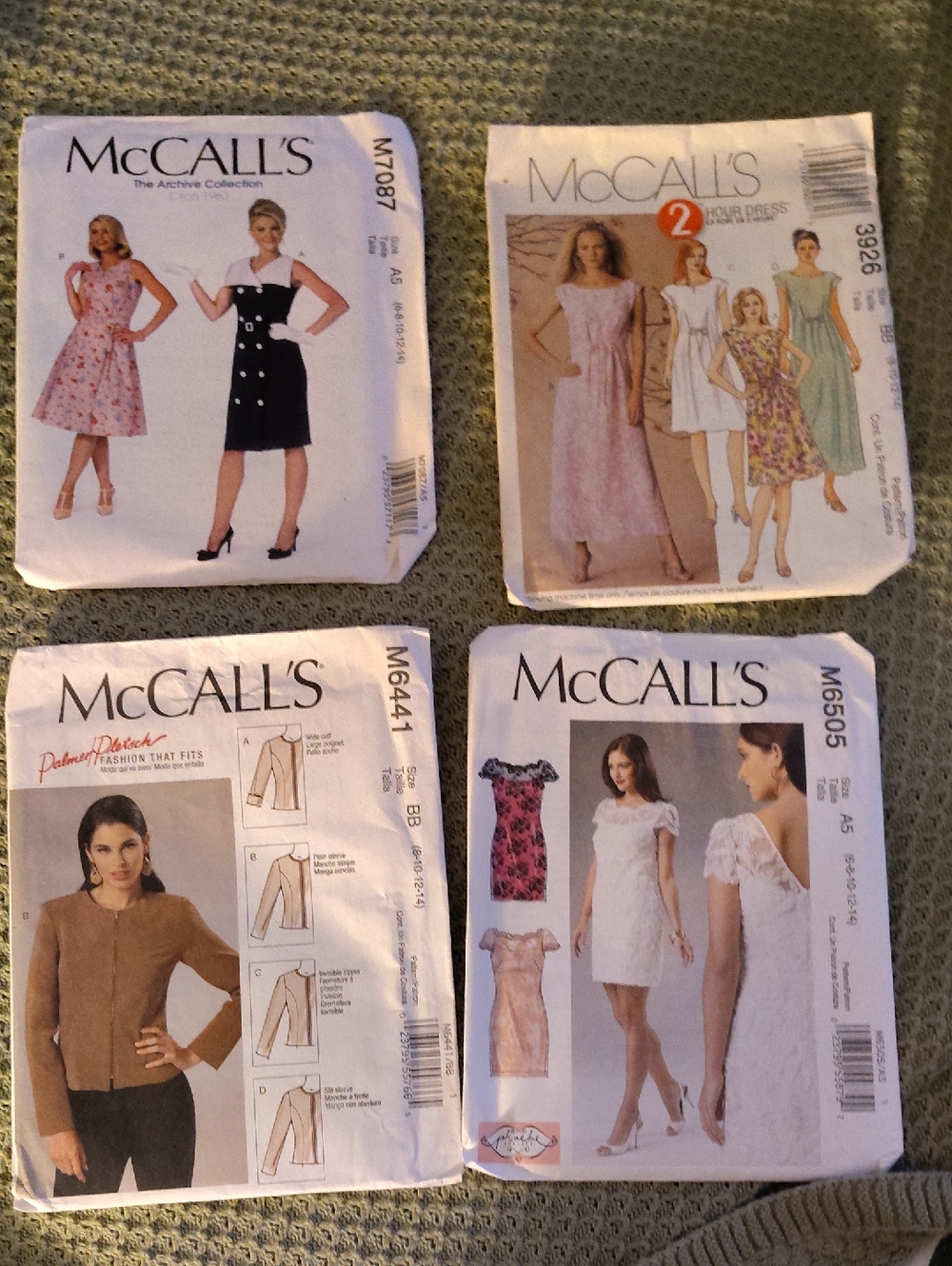 McCALL'S Vintage Dress & Jacket Sewing Pattern Lot - White, Pink, Black, Tan